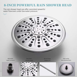 Shower System, Ceiling Shower Faucet Set for Bathroom with High Pressure 8" Rain Shower head and 3-Setting Handheld Shower Head Set, Pressure Balance Valve with Trim and Diverter, Brushed Nickel