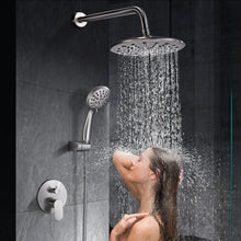 将图片加载到图库查看器，Shower System, Wall Mounted Shower Faucet Set for Bathroom with High Pressure 8&quot; Rain Shower head and 3-Setting Handheld Shower Head, Brushed Nickel （Rough in Pressure Balance Valve Included)
