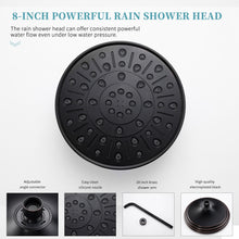 将图片加载到图库查看器，Shower System, Wall Mounted Shower Faucet Set for Bathroom with High Pressure 8&quot; Rain Shower head and 3-Setting Handheld Shower Head Set, Oil Rubbed Bronze (Rough in Valve Included)
