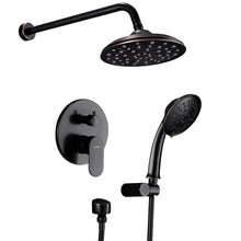 将图片加载到图库查看器，Shower System, Wall Mounted Shower Faucet Set for Bathroom with High Pressure 8&quot; Rain Shower head and 3-Setting Handheld Shower Head Set, Oil Rubbed Bronze (Rough in Valve Included)
