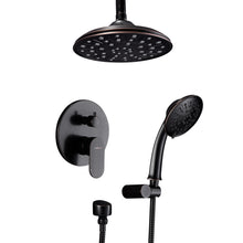 将图片加载到图库查看器，Shower System, Ceiling Shower Faucet Set for Bathroom with High Pressure 8&quot; Rain Shower head and 3-Setting Handheld Shower Head Set, Pressure Balance Valve with Trim and Diverter, Oil Rubbed Bronze
