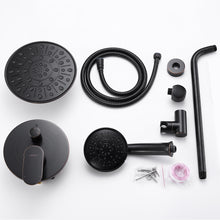 将图片加载到图库查看器，Shower System, Wall Mounted Shower Faucet Set for Bathroom with High Pressure 8&quot; Rain Shower head and 3-Setting Handheld Shower Head Set, Oil Rubbed Bronze (Rough in Valve Included)
