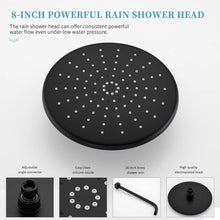 将图片加载到图库查看器，Shower System, Wall Mounted Shower Faucet Set for Bathroom with High Pressure 9&quot; Rain Shower head and 3-Setting Handheld Shower Head Set, Pressure Balance Valve with Trim and Diverter, Matte Black
