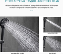 将图片加载到图库查看器，Shower System, Ceiling Shower Faucet Set for Bathroom with High Pressure 8&quot; Rain Shower head and 3-Setting Handheld Shower Head Set, Pressure Balance Valve with Trim and Diverter, Black
