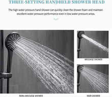 将图片加载到图库查看器，Shower System, Wall Mounted Slide Bar Shower Faucet Set for Bathroom with High Pressure 9&quot; Rain Shower head and 3-Setting Handheld Shower Head Set, Pressure Balance Valve with Trim and Diverter, Black
