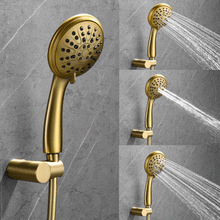 将图片加载到图库查看器，Shower System, Wall Mounted Shower Faucet Set for Bathroom with High Pressure 8&quot; Rain Shower head and 3-Setting Handheld Shower Head Set, Pressure Balance Valve with Trim and Diverter, Brushed Gold
